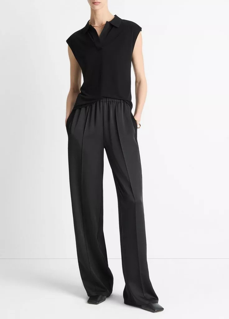 Side-Strap Crepe Pull-On Pant | Vince LLC