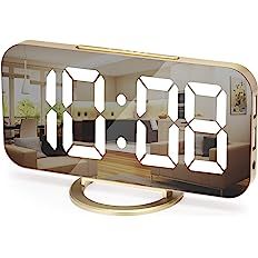 Digital Alarm Clock, LED Mirror Alarm Clock for Bedroom, with Dual USB Ports, 3 Level Brightness,... | Amazon (US)