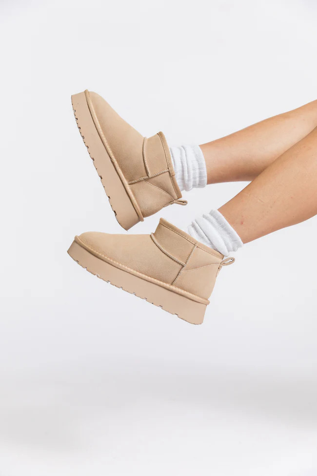 Georgia Light Beige Platform Mini Boot | Pink Lily