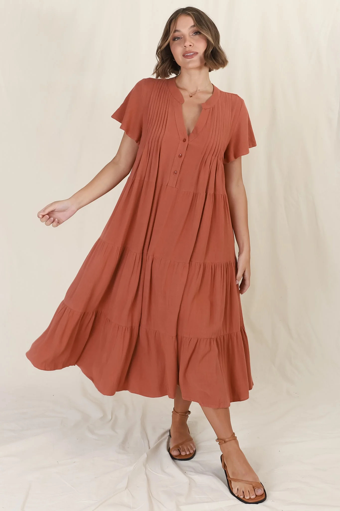 Shop Peggy Midi Dress - Rust: Dresses | saltycrush.com | Salty Crush