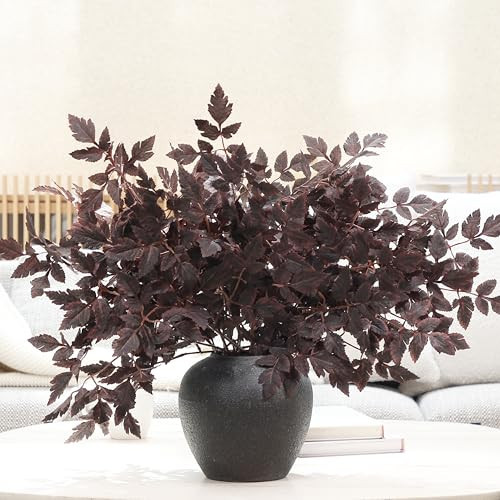 PERFNIQUE 6 Pack Artificial Plum Cimicifuga Leaf Sprays, 24" Faux Ramosa Branches for Vase, Fall Floral Stems for Table Centerpiece, Farmhouse, Wedding, or Mantel Decor | Amazon (US)