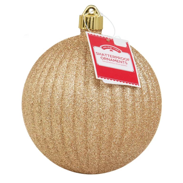 Holiday Time Shatterproof Ornaments, Gold Glitter | Walmart (US)