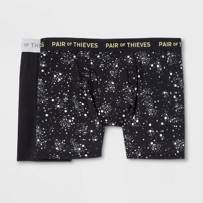 Pair of Thieves Men's Super Fit Print Boxer Briefs 2pk - Galaxy/Black XL: Moisture Wicking, Quick Drying, Mid Rise, Microfiber | Target
