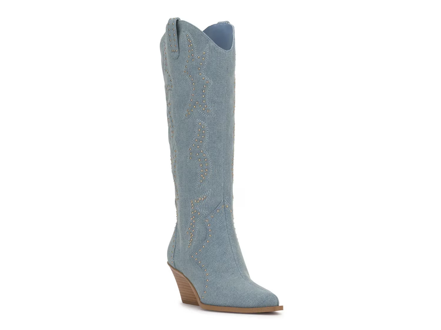 Jessica Simpson Zaikes Cowboy Boot | Women's | Light Blue Denim Fabric | Size 7.5 | Boots | DSW