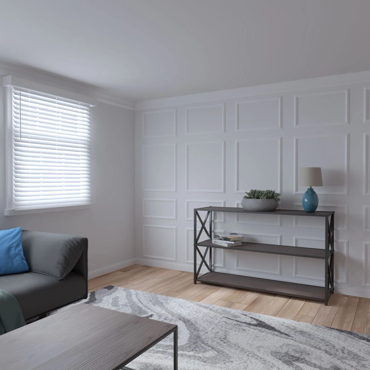 94 1/2"L (Adjustable 96"H to 120"H) Ashford Square 4 Panel Design Full Wall Wainscot Paneling Kit | Wayfair North America