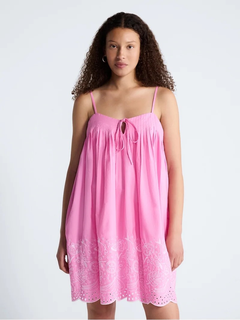 Free Assembly Women's and Women's Plus Cotton Pintuck Mini Dress, Sizes XS-4X | Walmart (US)