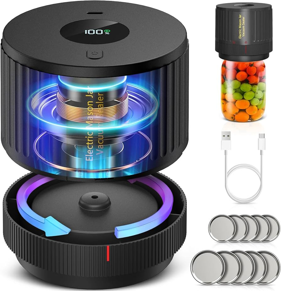 Mason Jar Vacuum Sealer - Electric Vacuum Sealer for Jars with Wide and Regular Mouth Mason Jars,... | Amazon (US)
