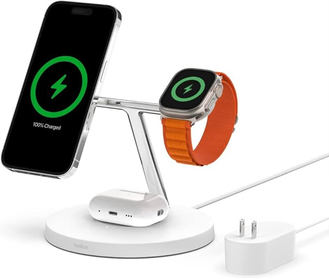 Belkin MagSafe 3-in-1 Wireless Charging Stand - 2ND GEN w/ 33% Faster Wireless Charging for Apple... | Amazon (US)