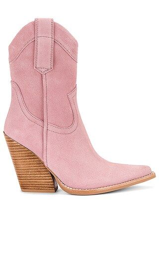 Mi-Amigo Boot in Pink Suede Tan Stack | Revolve Clothing (Global)