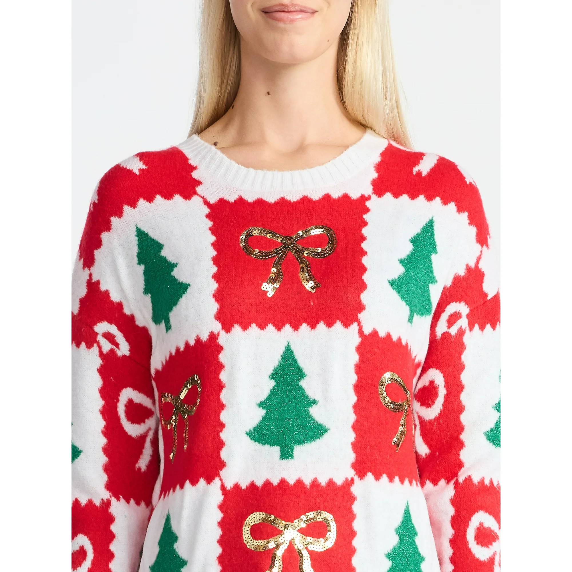 Holiday Time Women's Embellished Pullover Christmas Sweater, Midweight, Sizes XXS-XXXL | Walmart (US)