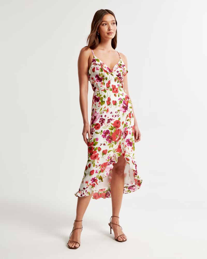 Women's Ruffle Wrap Midi Dress | Women's Dresses & Jumpsuits | Abercrombie.com | Abercrombie & Fitch (US)