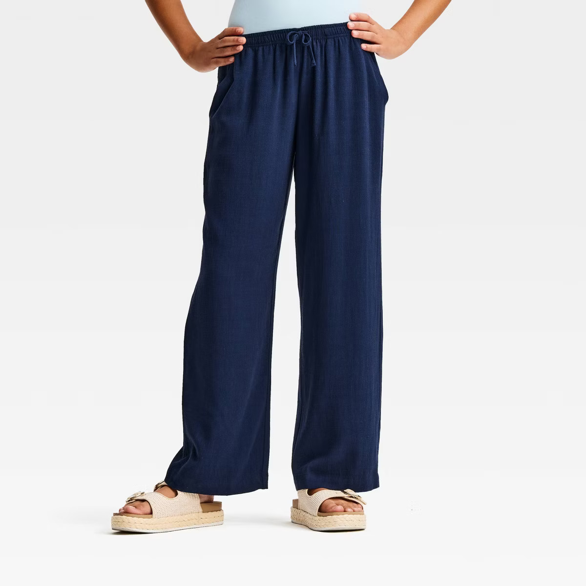 Girls' Wide Leg Pull-On Pants - art class\u2122 Navy Blue M | Target