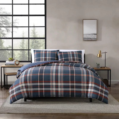 Eddie Bauer Shasta Lake Reversible Navy Duvet Cover Set | Wayfair North America