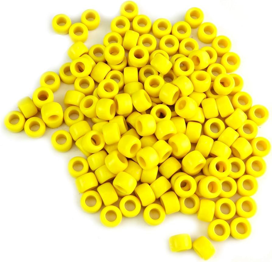 6 x 9mm,Pony Beads Opaque Multicolor Mix Plastic Acrylic Bulk Craft Pony Beads,300PCs (Yellow) | Amazon (US)