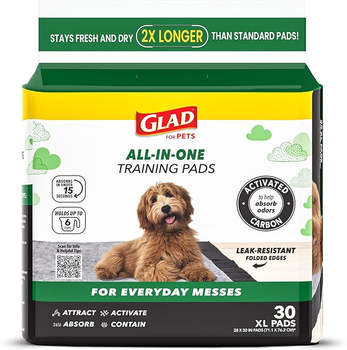 Glad for Pets Extra Large Charcoal Dog Training Pads, Absorbent Leak Proof Pee Pads for Dogs and ... | Amazon (US)