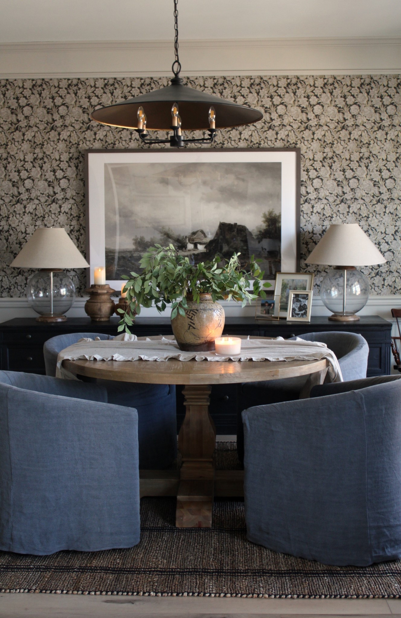 Dining room, black striped jute rug, Presidents’ Day Sale 🎉
Wallpaper is: Valentin Charcoal from Sandberg Wallpaper and chairs are
The Ziki Dining Chair in Black Pepper from Sixpenny 

#LTKHome