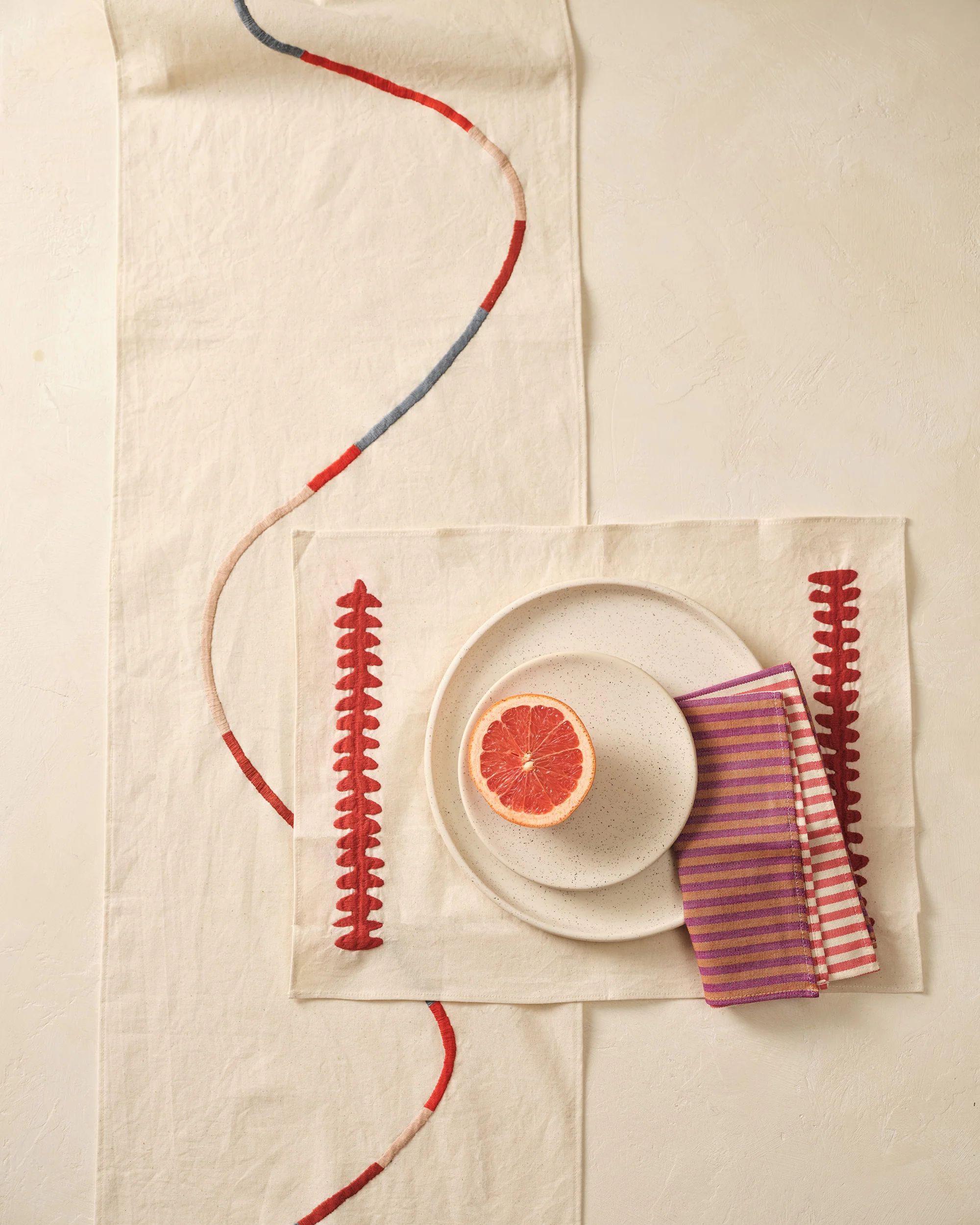 Hudson Stripe Napkin in Berry - Sustainable Kitchen Textiles | MINNA | MINNA