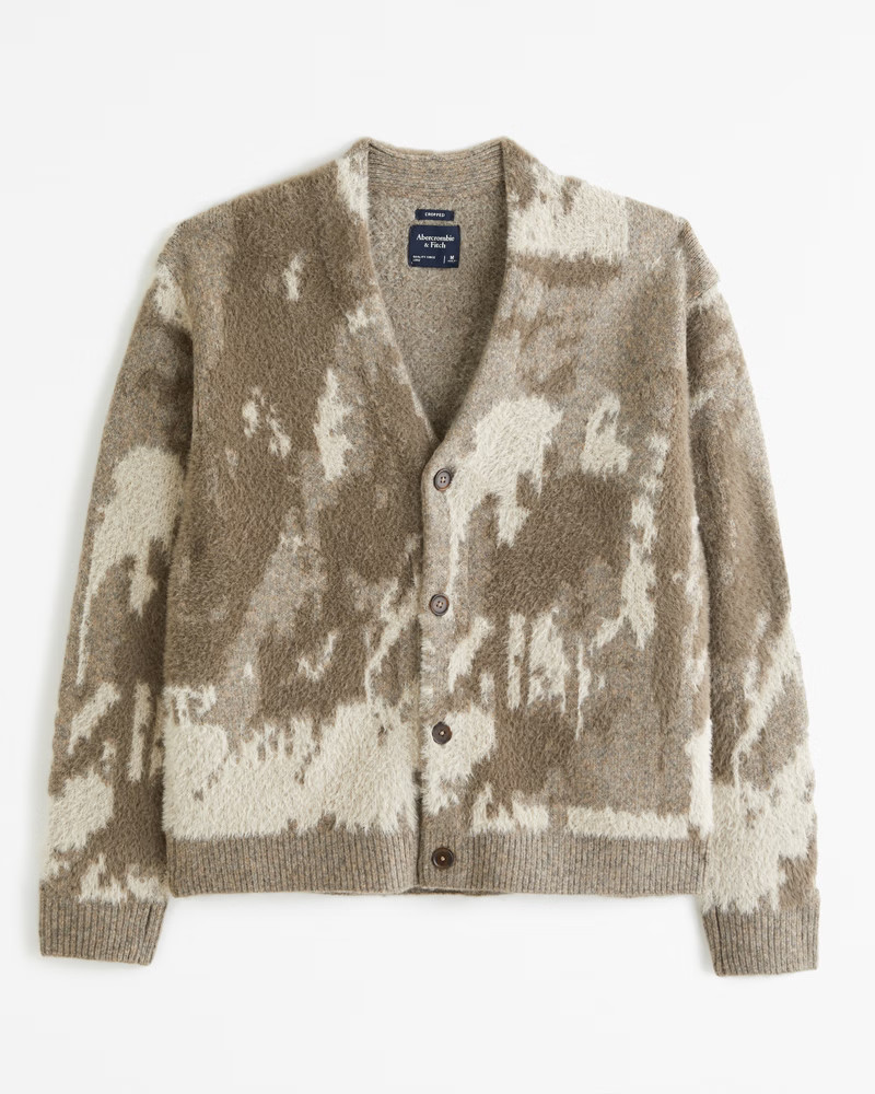 Fuzzy Abstract Cropped Cardigan | Abercrombie & Fitch (US)