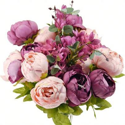 1 Pack Large Peony Silk Flower - Artificial Flowers Silk Peonies Bridal Bouquets For Wedding Party Table Centerpieces Floral Arrangement Home Kitchen | SHEIN
