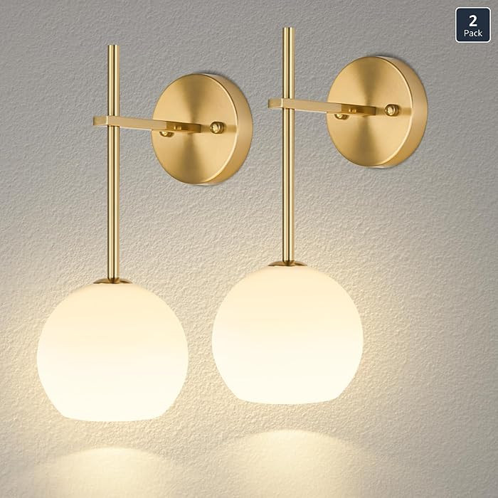 Rayspan Gold Battery Operated Wall Sconces Set of 2, Wireless Rechargeable Wall Light Fixtures fo... | Amazon (US)