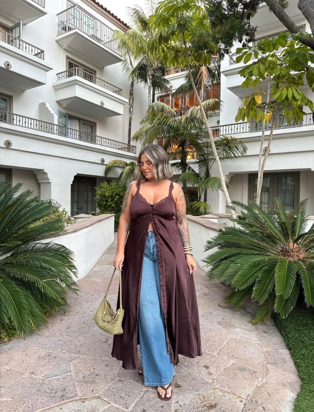 Use code DENIMAF right now while sale is going on to save extra 15% 

out. They both fit basically the exact same and look the exact same the only difference is these are a linen blend material. I wear a size 31 long in both styles linked. 
Top XL reg it’s bra free and has adjustable straps. If you have a large chest size up.