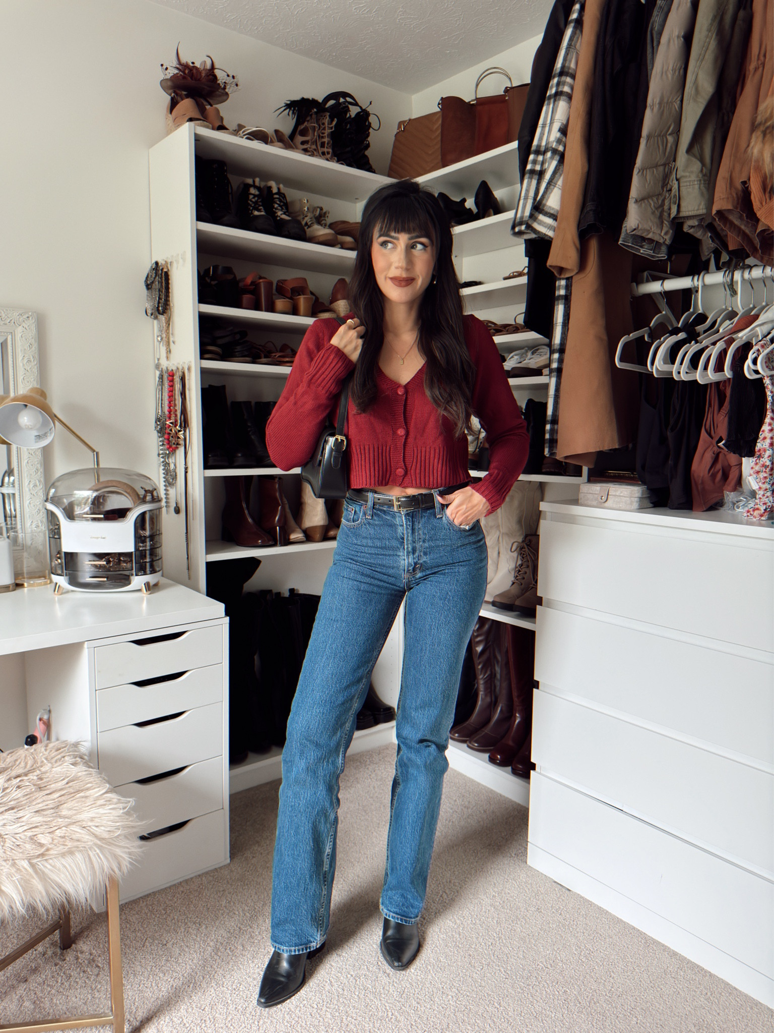 Burgundy sweater outfit ❤️ denim, jeans, sweaters, burgundy, cherry red. 

#LTKHoliday #LTKStyleTip #LTKFindsUnder100