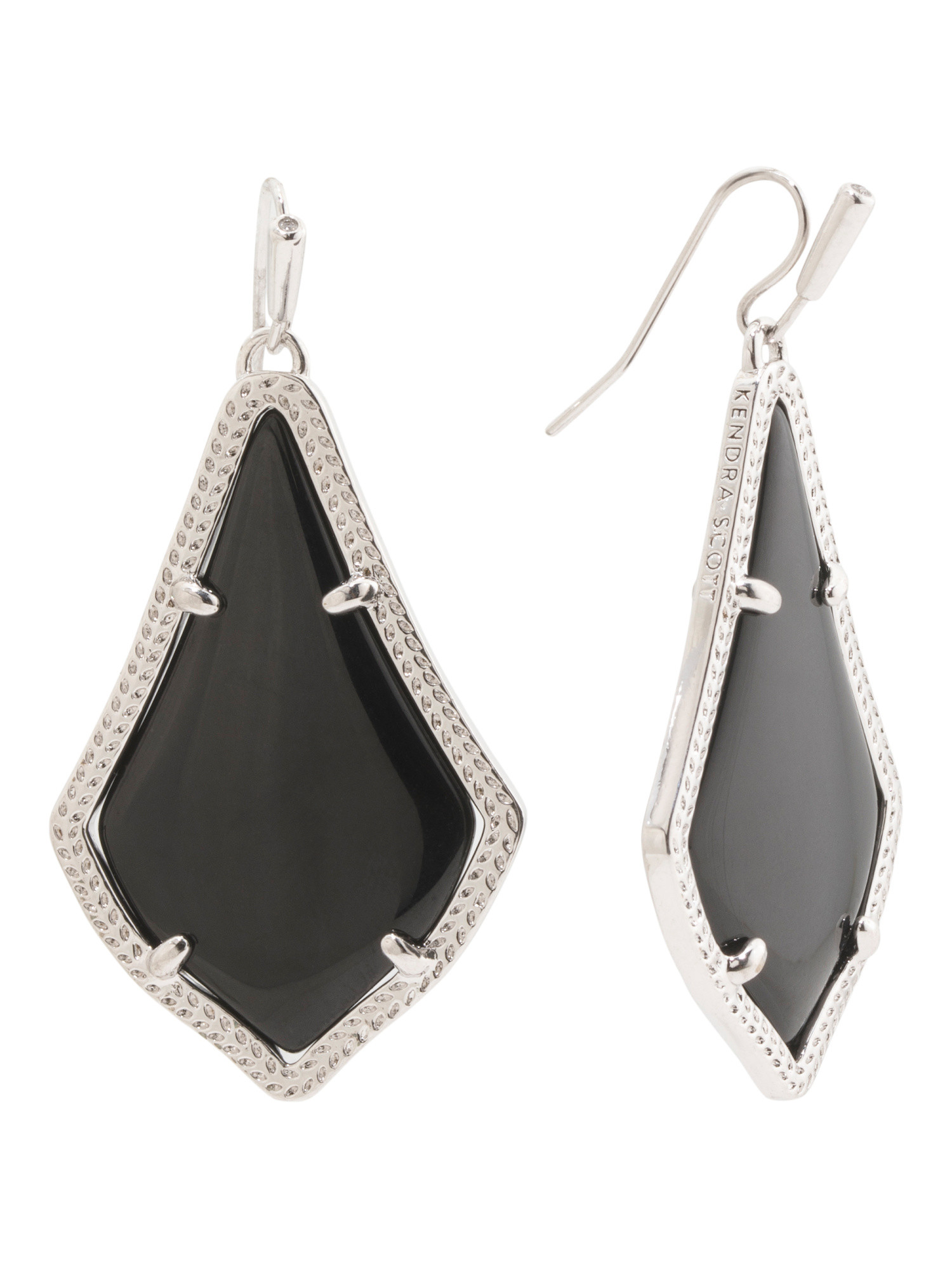 Silver Alex Black Enamel Drop Earrings | TJ Maxx