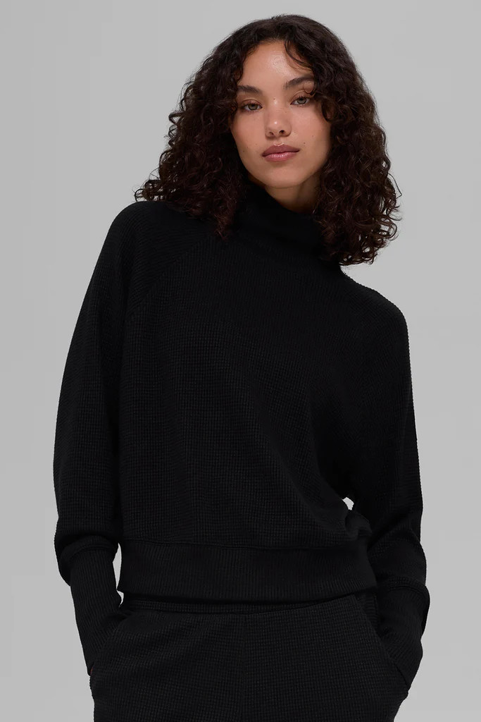 Waffle Weekend Escape Mock Neck Long Sleeve - Black | Alo Yoga (US)