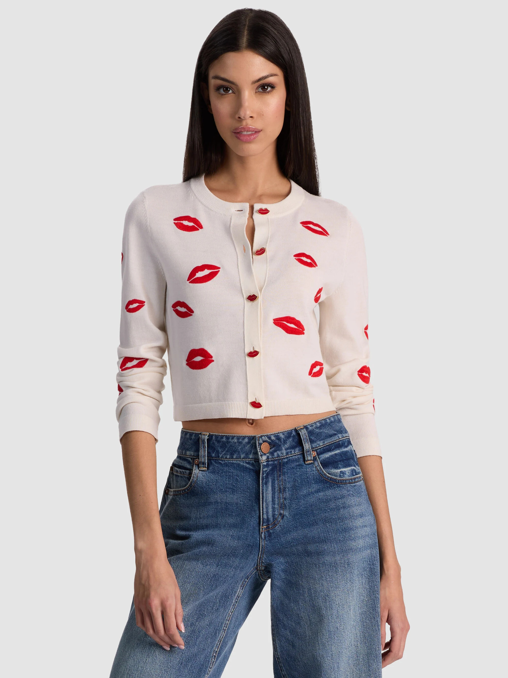 DARODA LIP CARDIGAN | Alice + Olivia