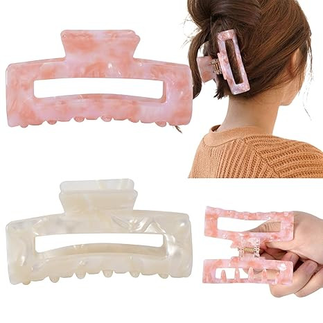Big Claw Hair Clips 3.3 Inch Tortoise Banana Pink Hair Clips for Women Girls Thin Hair French Des... | Amazon (US)