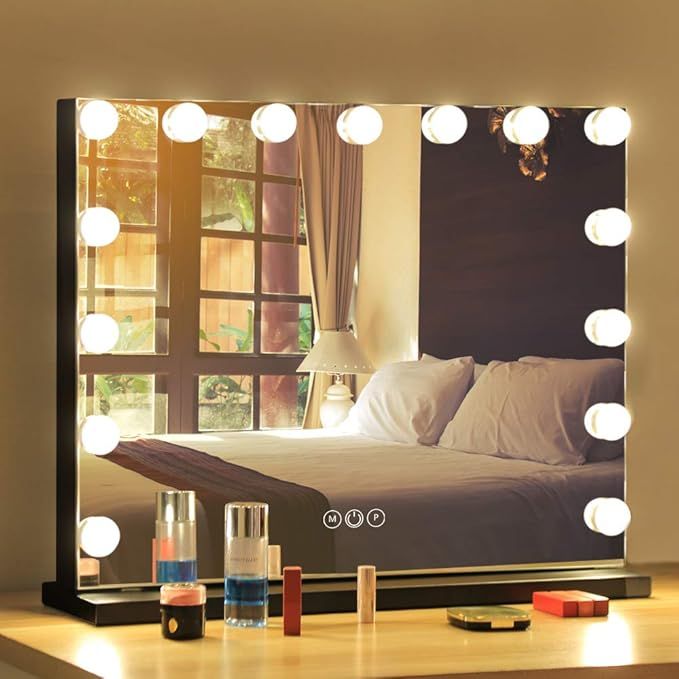 FENCHILIN Vanity Mirror with Lights,Hollywood Lighted Mirror with Dimmer Bulbs,Tabletop or Wall M... | Amazon (US)