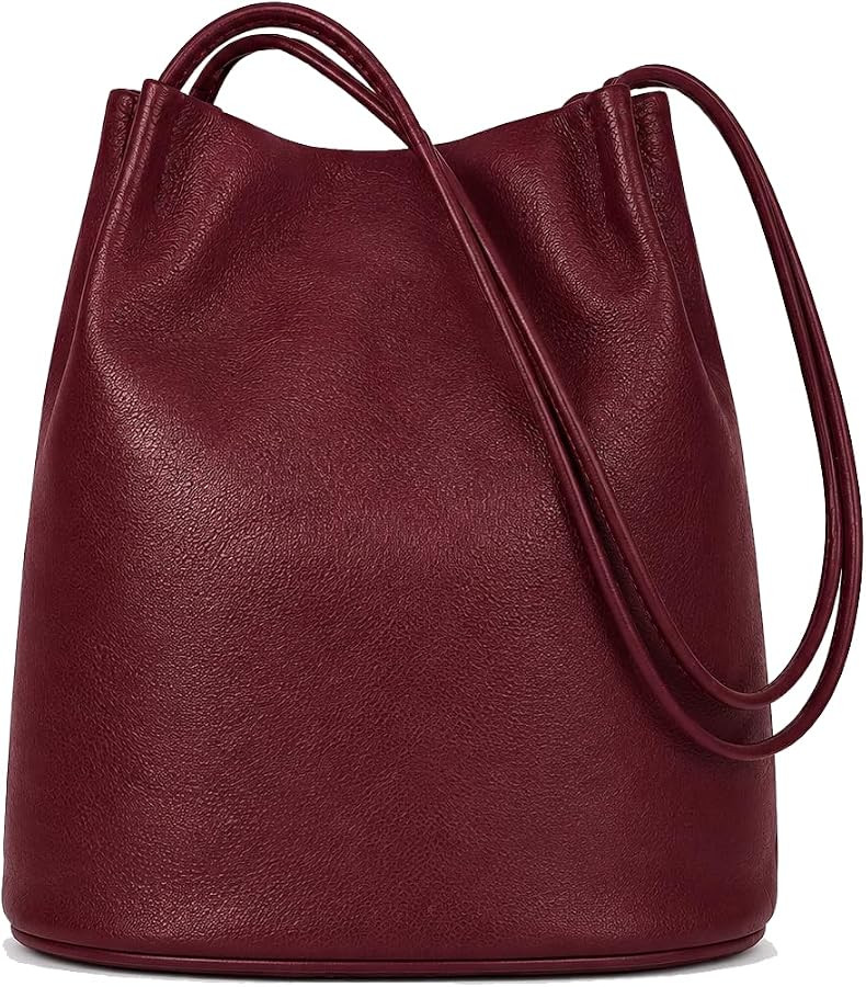 Mabel London Women's Fashion Designer Medium Size Plain Soft Vegan Leather Hobo Bucket Tote Shoul... | Amazon (UK)