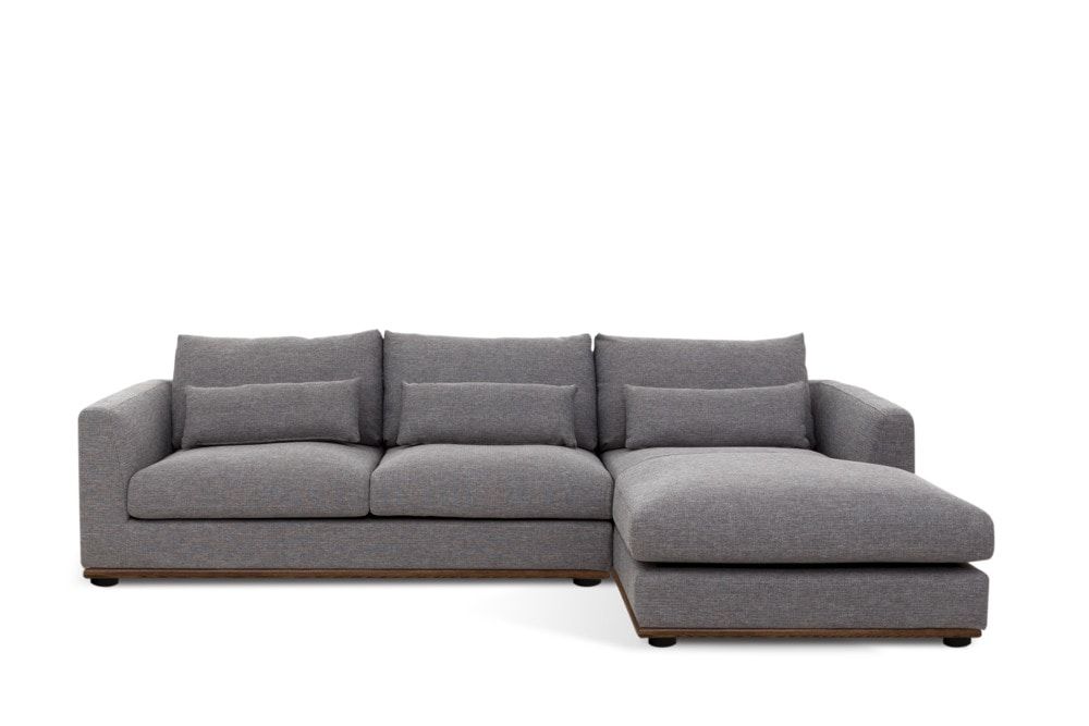 Alfie Chaise Sectional Sofa, Checked Gray, Right Facing | Castlery | Castlery (AU)