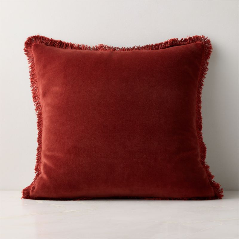 Bettie Red Velvet Throw Pillow with Down-Alternative Insert 20"x20" + Reviews | CB2 | CB2