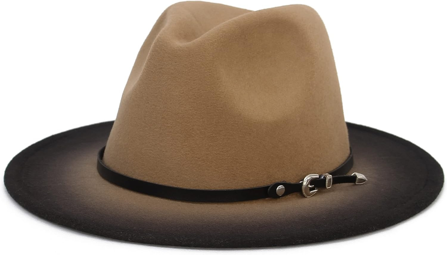 EOZY Gradient Color Fedora Hat for Women & Men Wide Brim Felt Hat with Belt Buckle | Amazon (US)