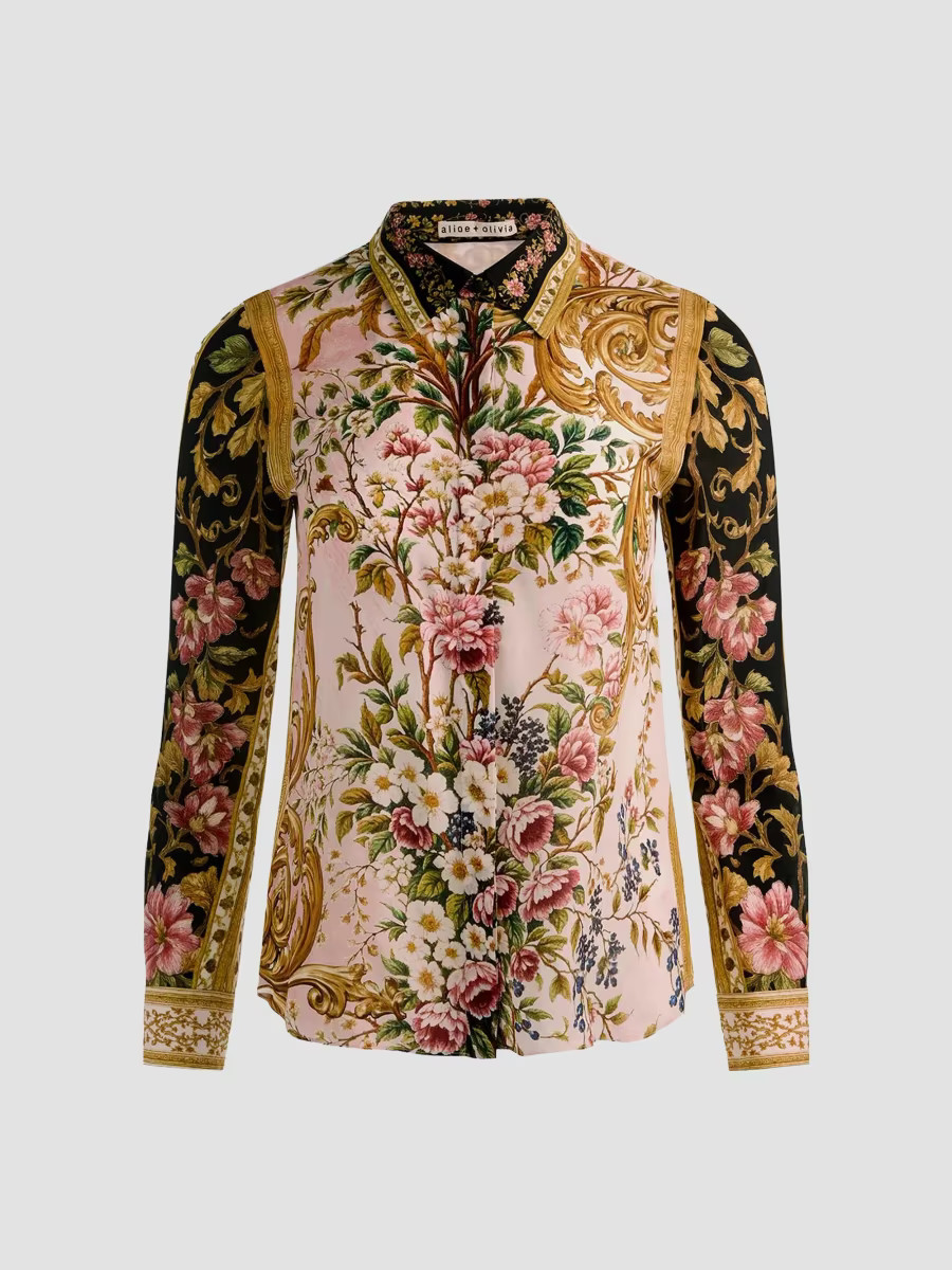 ALICE + OLIVIA Women's Willa Floral Button-Front Top - True Grandeur - Size Small | Saks Fifth Avenue
