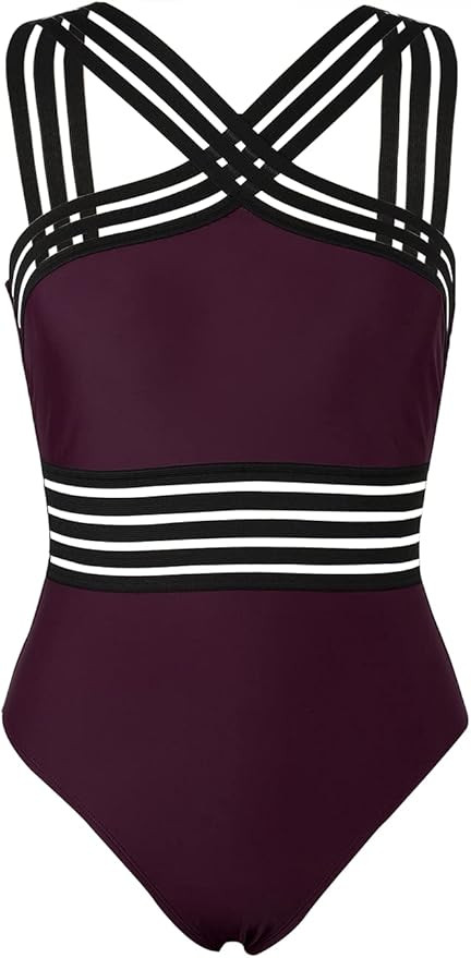 Hilor Women's One Piece Swimsuits Slimming High Waisted Bathing Suits Front Crossover Swimwear Mo... | Amazon (US)