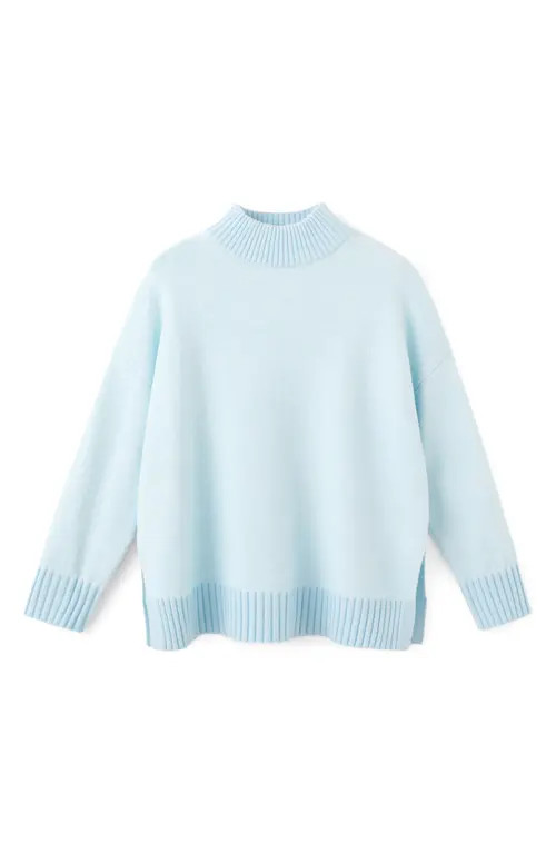 MANGO Mock Neck Side Slit Sweater in Sky Blue at Nordstrom, Size Small | Nordstrom