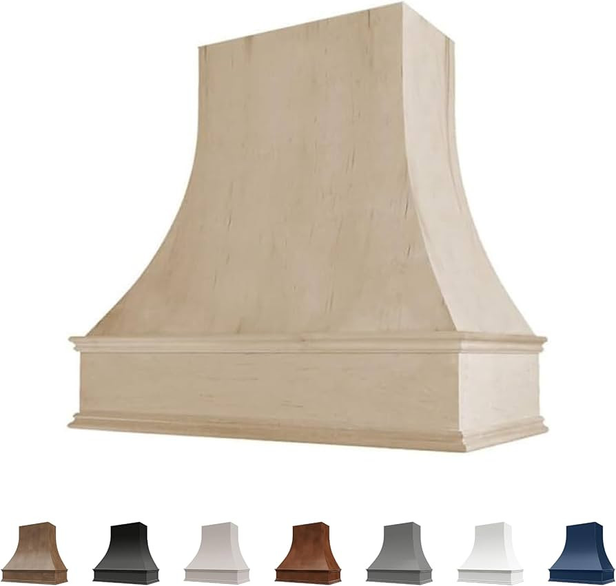 Riley & Higgs Curved Front Unfinished Range Hood Cover With Decorative Molding - Wall Mounted Woo... | Amazon (US)
