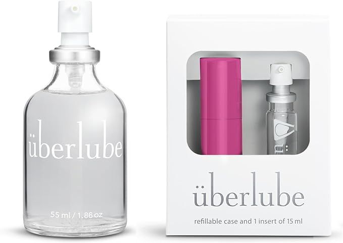 Uberlube Home and Travel Bundle - Pink Travel Lube Kit + 55ml Bottle Silicone Lube, Unscented, Fl... | Amazon (US)
