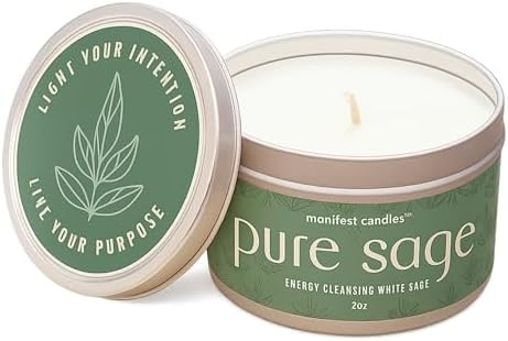White Sage Candles for Cleansing House Negative Energy, 45 Hour Burn, Pure Sage Smudge Candle, Po... | Amazon (US)