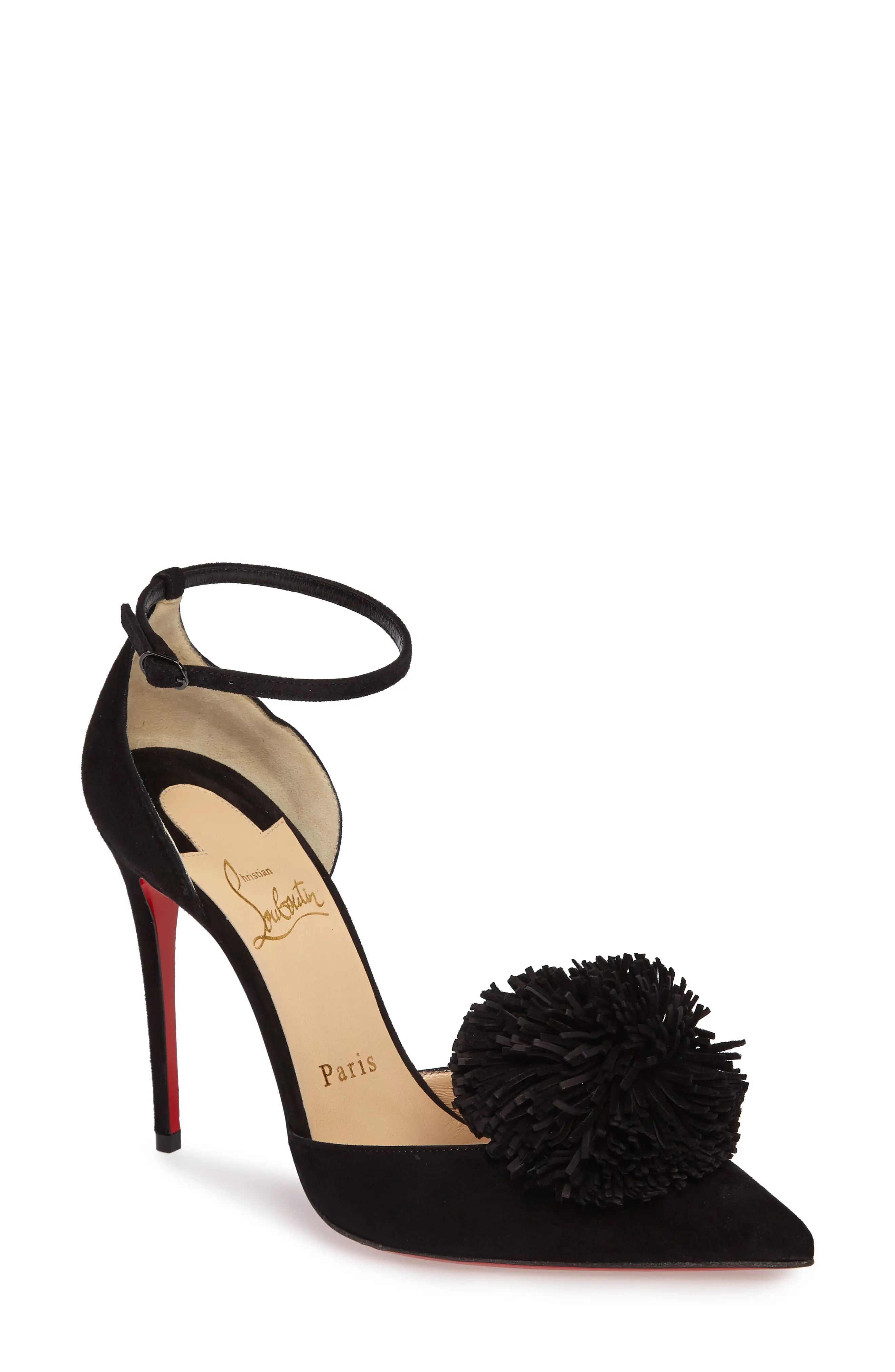 Christian Louboutin Tsarou Pom Ankle Strap Pump (Women) | Nordstrom