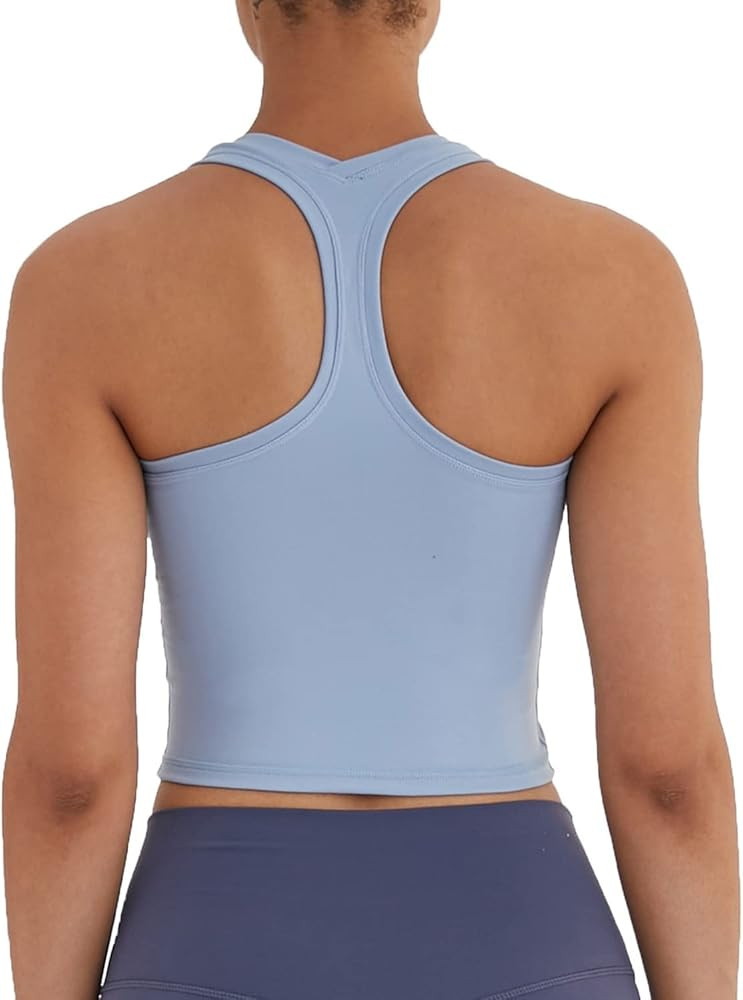 Women's Cropped Racerback Tank Tops Running Workout Tops Active Yoga Tops | Amazon (US)