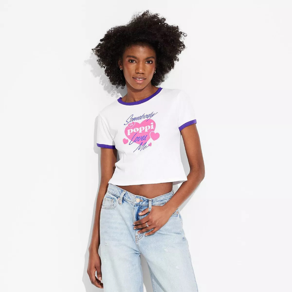 Adult Poppi I’m Loved Ribbed Short Sleeve Graphic T-Shirt - White | Target