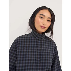 Navy Gingham Funnel Neck Shirt | George