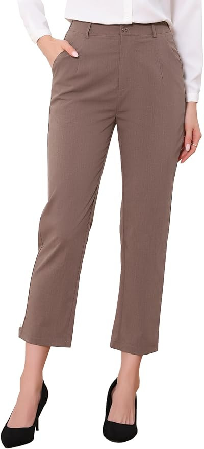 Allegra K Women's Work Dress Pants High Waisted Office Ankle Pants | Amazon (US)
