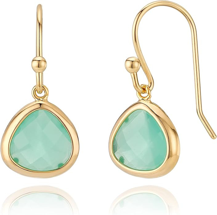 Dainty Aqua Blue Mint Green Dangle Earrings - 14k Gold-Plated, Hypoallergenic, Lightweight Sweet ... | Amazon (US)