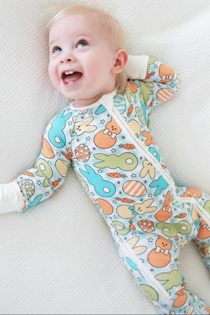 Cottontail Cuties Convertible Zip Romper | Blue | Caden Lane