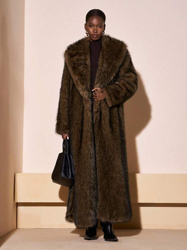 Faux fur coat  | SHEIN