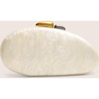 Hard Shell Oval Clutch Bag Pearl White | Public Desire
